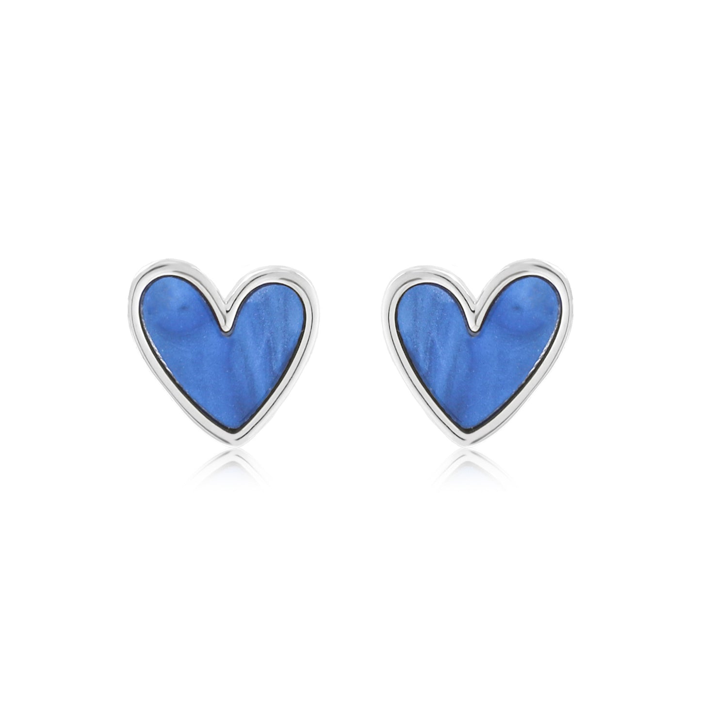 Klein Blue Love Heart Sterling Sier Earrings