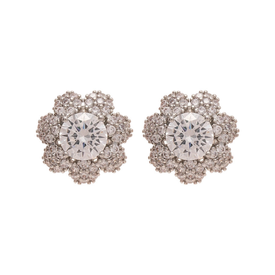 Korean Style White Zircon High-grade Simple Personalized Design Sense Earrings