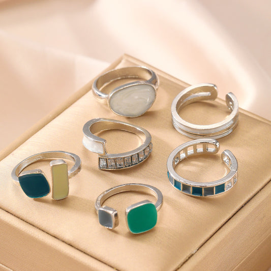 Women's Emerald Personalized Cold Style Design High-grade Opening Rings