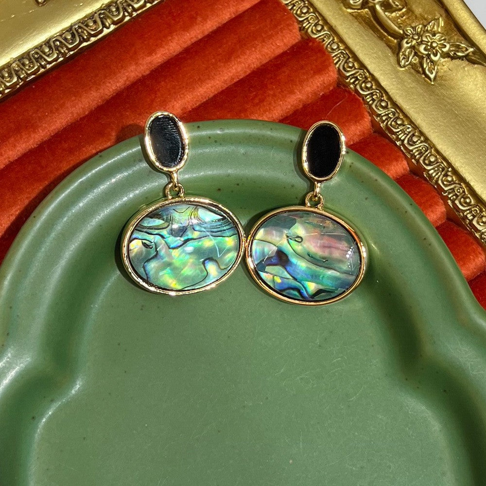 Women's Abalone Shell Series Gold Plated Environmental Protection Fashion French High-grade Earrings