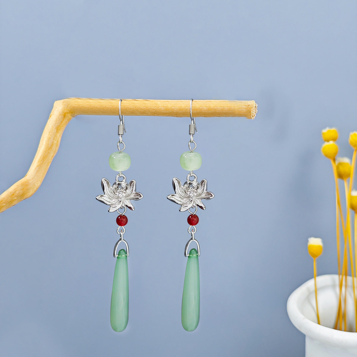 Chinese Ancient Style Beaded Long Fringe Han Earrings