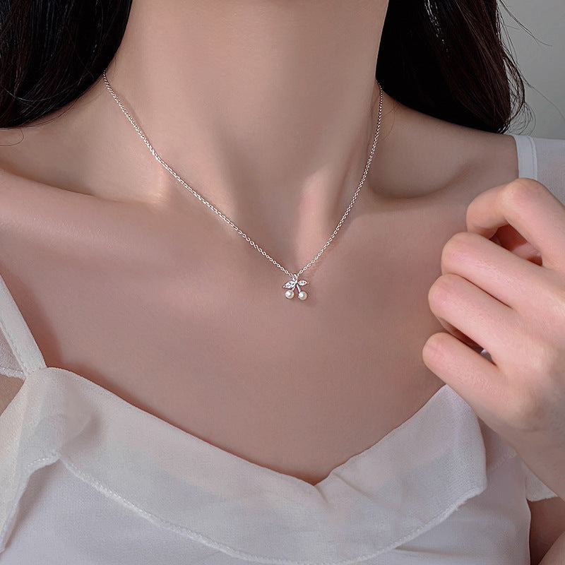 Women's Sterling Sier Cherry Cold Style Light Luxury Minority Necklace