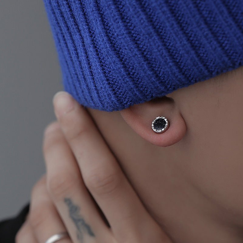 Men's Personality Black Agate High-grade Temperament Not Easy Earrings
