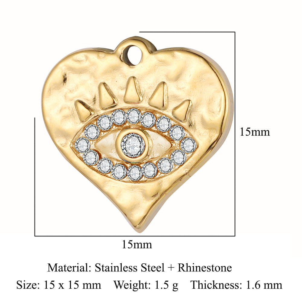 Heart Devil's Eye French Retro Titanium Steel Heart-shaped Pendants