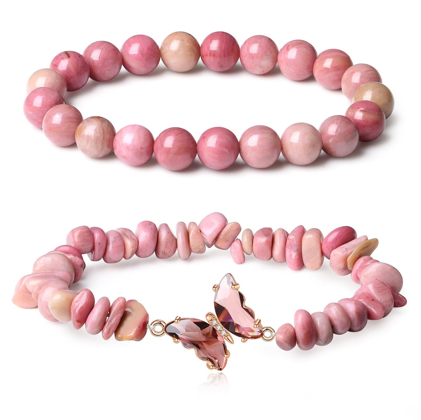 Simple Butterfly Natural Stone Crystal String Beads Bracelets