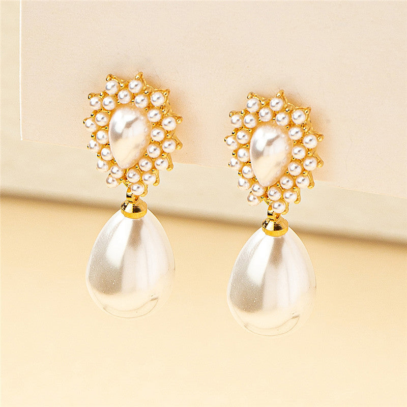 French Style Vintage Pearl Baroque Water Drop Ear Stylish Simple Stud Earrings