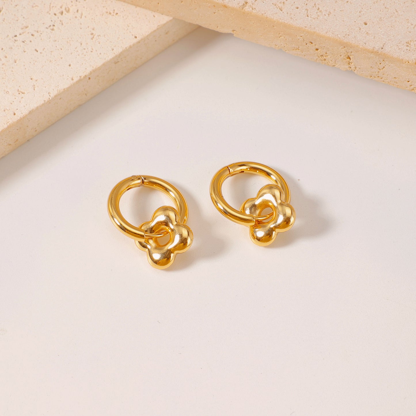 Women's Stainless Steel For Love Heart Flowers Eardrops Ear Titanium Earrings