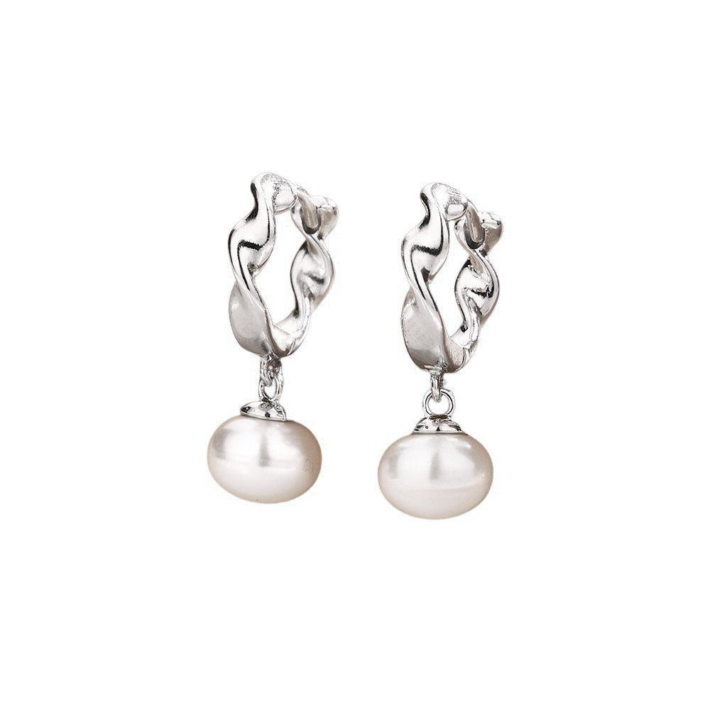 Irregular Pearl Clip Personality Ancient Style Shaped Baroque Earrings