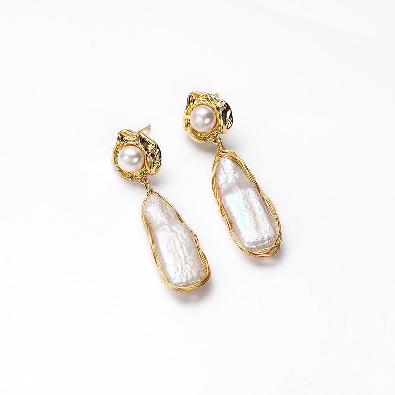 Freshwater Baroque Pearl Eardrops Dignified Street Earrings