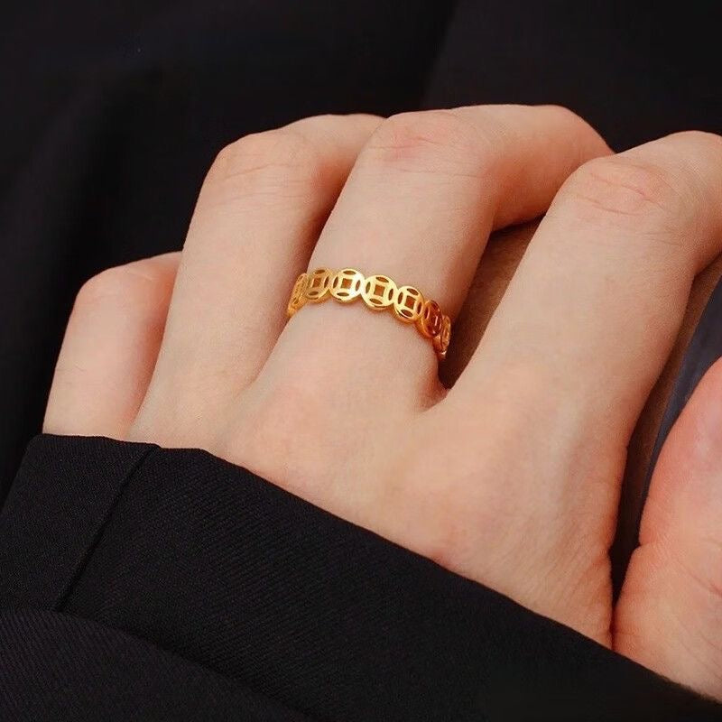 Women's String Of Coins Titanium Steel Plated Fashion Characteristic Fortunate Ring