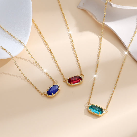 Colorful Birthstone Gold Female Style High-grade Clavicle Chain Necklace
