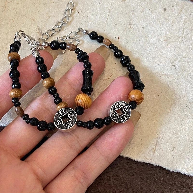 Women's Vintage Copper Coin Beaded Chinese National Fashion Niche Design Girlfriends Bracelets