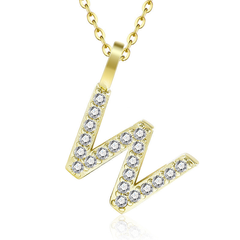 Diamond Inlaid Zircon English Letter Female Pendants