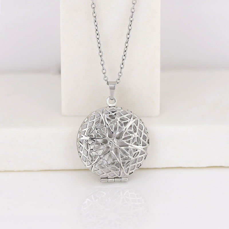 Steel Box Carved Personalized Creative Lucky Necklace