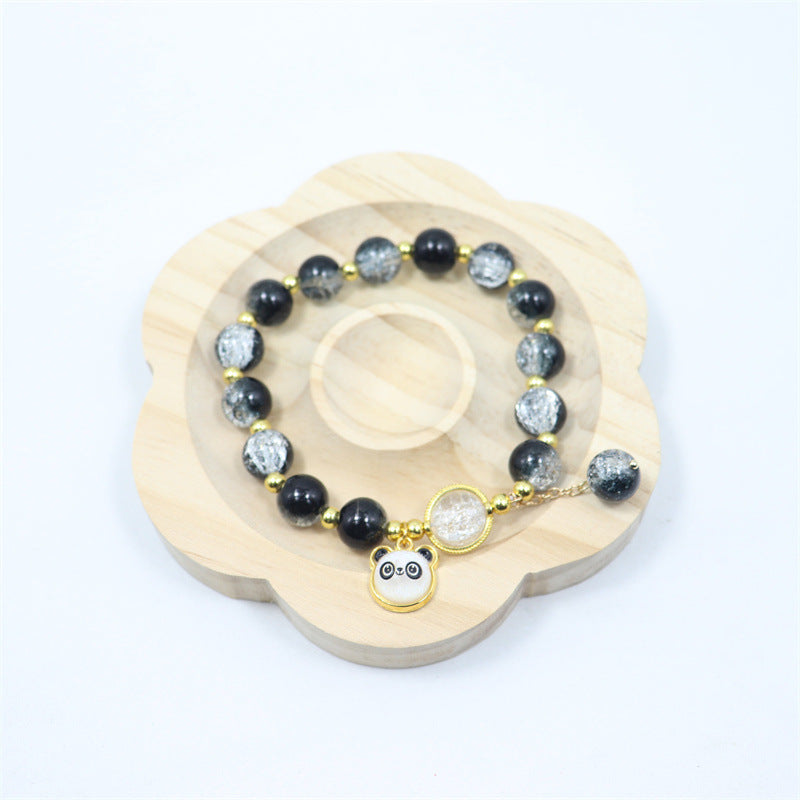 Two-tone Gradient Female Crystal Cartoon Panda Bracelets