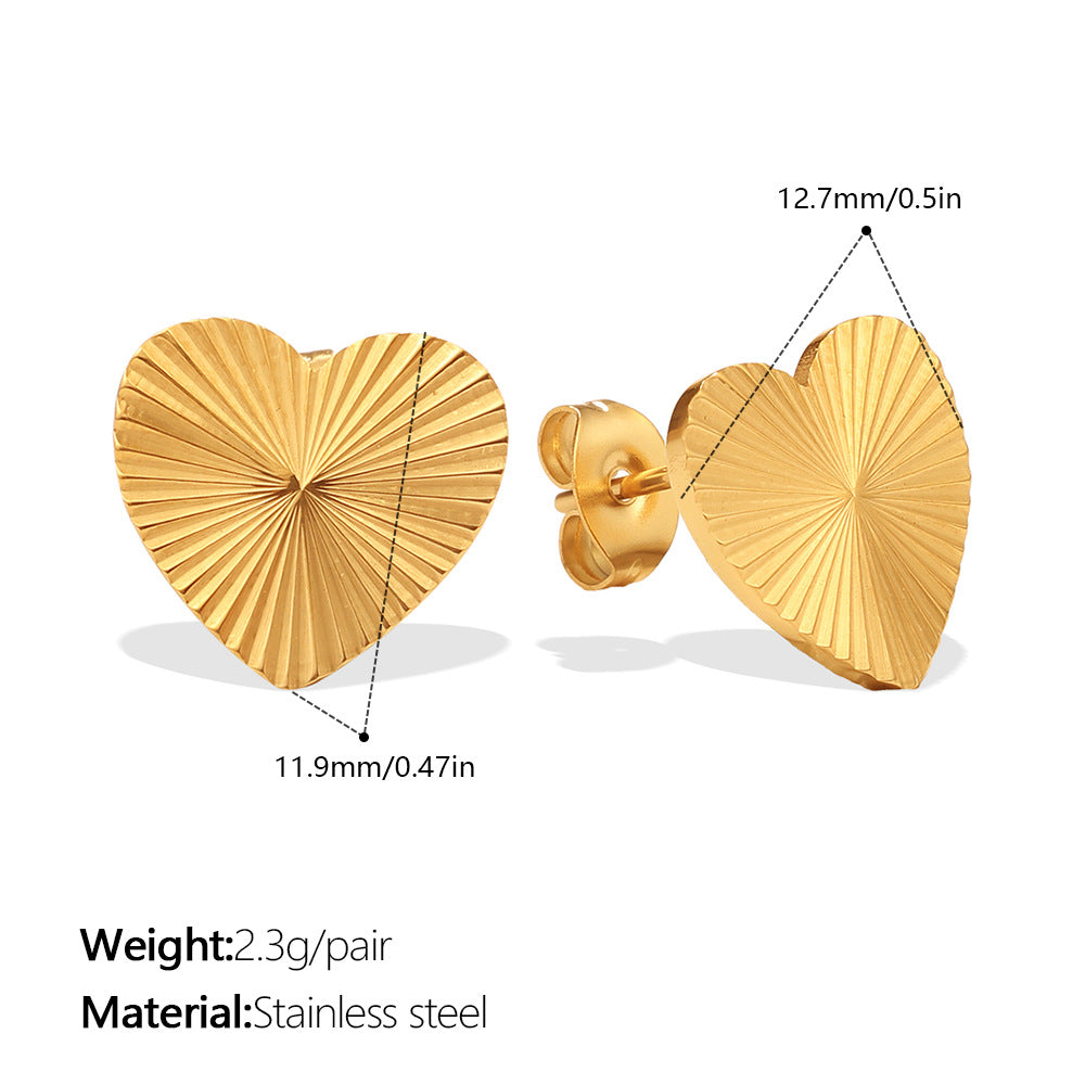 Retro Gold Irregular White Shell Love Heart Fashion Simple Style Stud Earrings