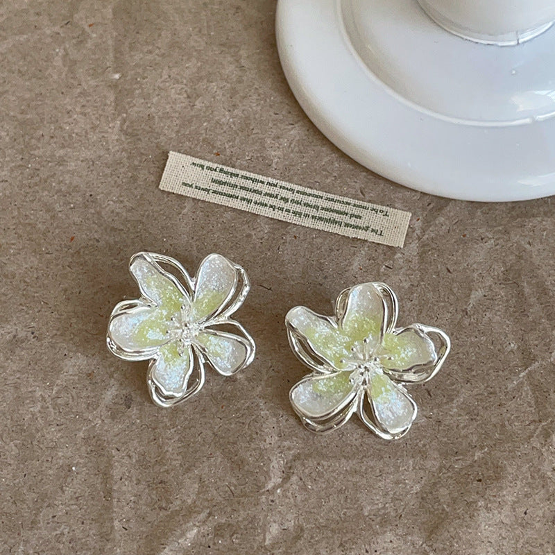 Women's Color Glass Flower Simple Fashion Trendy Earrings