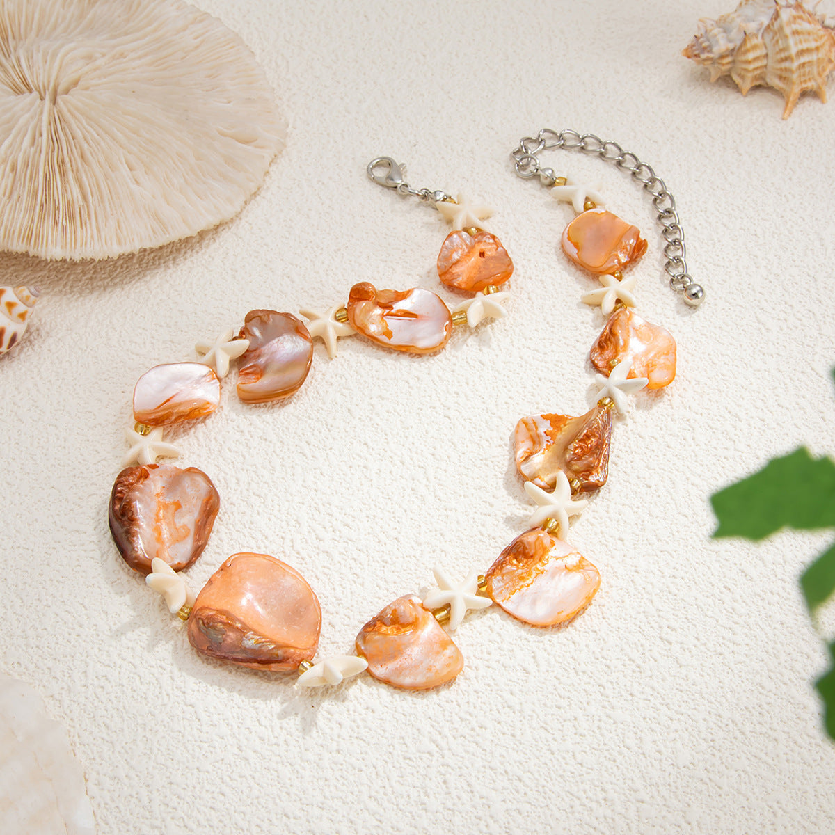 Beach Starfish Shell Beaded Seaside Vacation Style Necklace