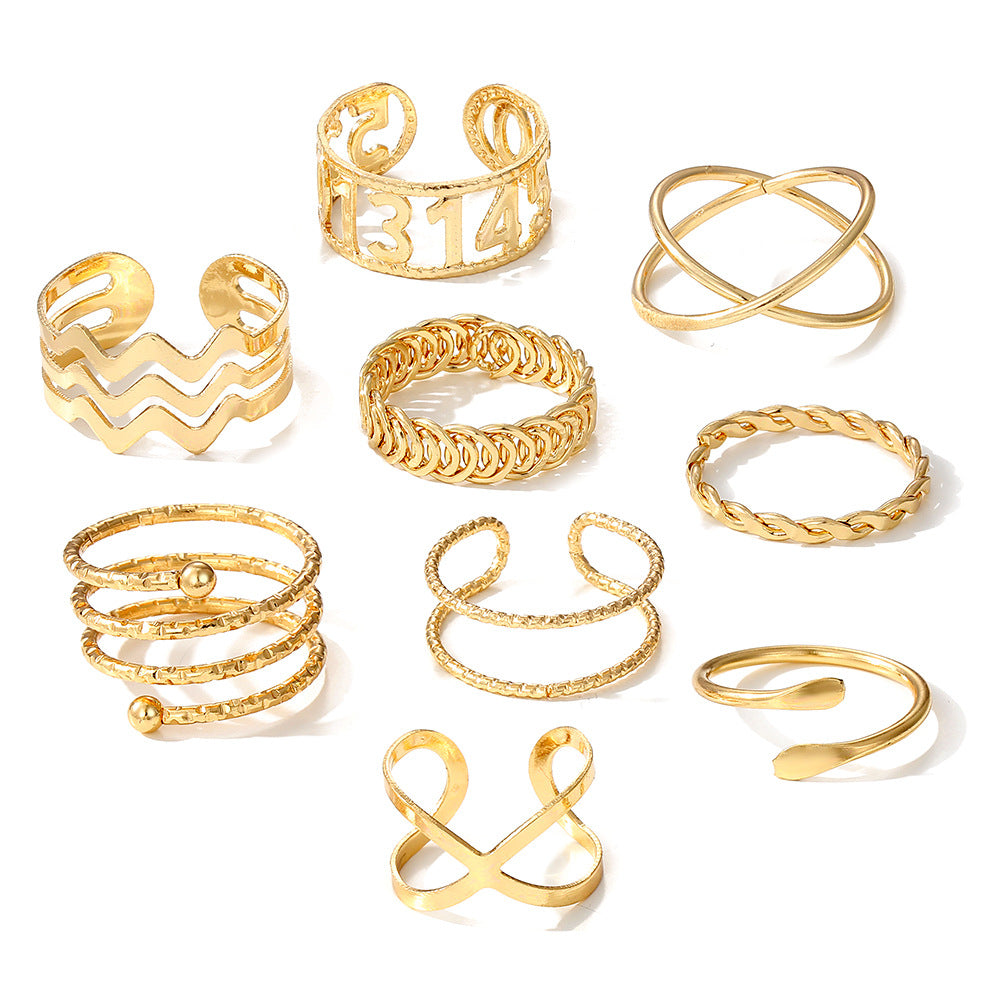 Snake Set Hollow Chain Cross Twist Rings