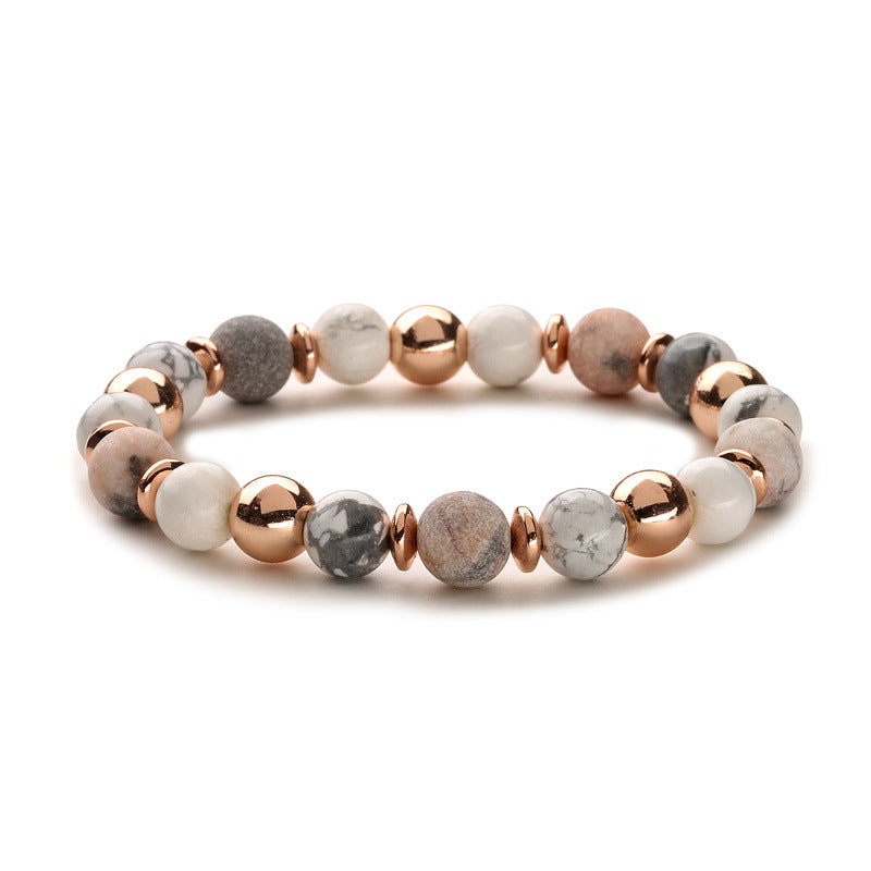 Natural Stone Essential Oil Pink Zebra Bracelets