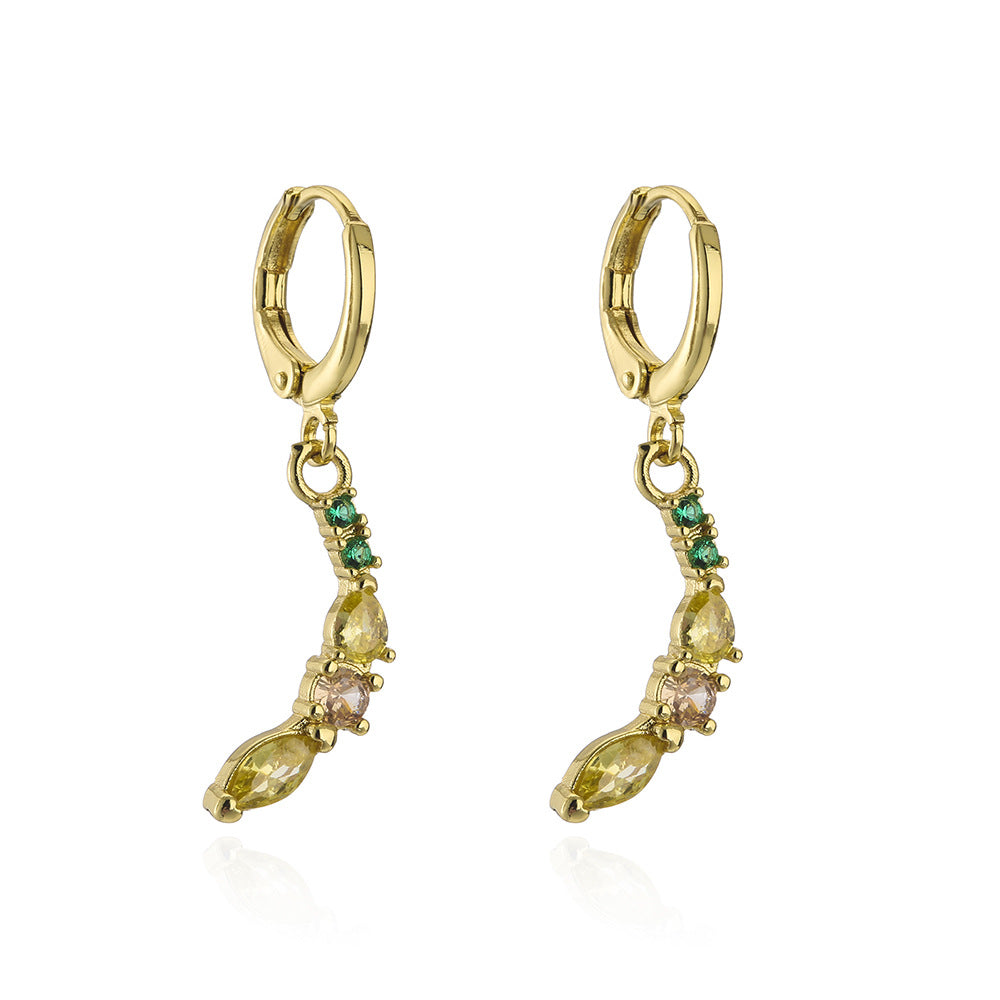 Women's Style Copper Gold Micro Inlaid Zircon Earrings