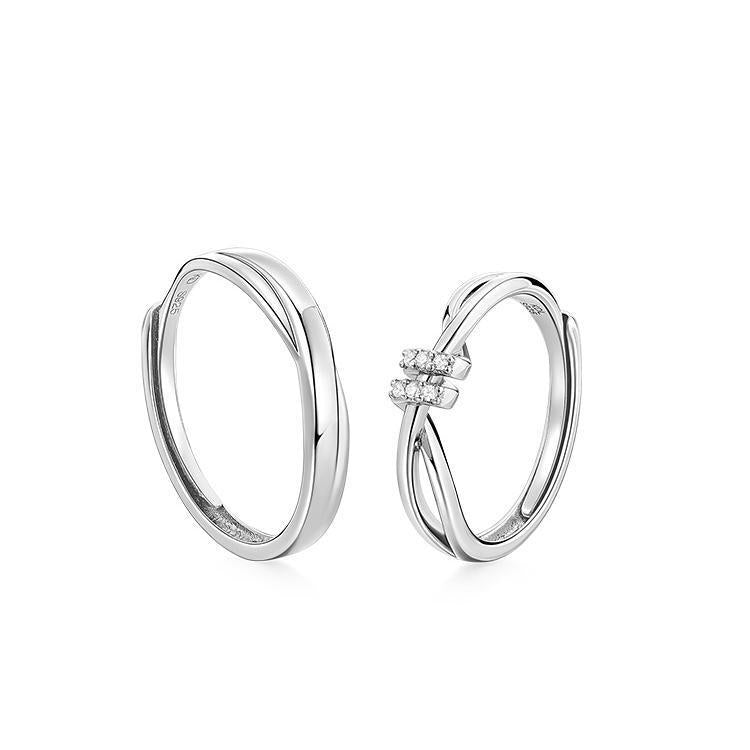 Women's & Men's Sier Love Interwoven Couple Female Special Rings