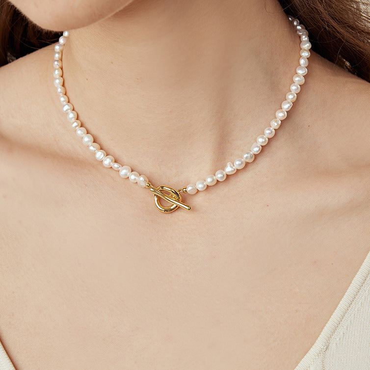 Women's Rice Grain Freshwater Pearl Simplicity Fashion Temperament Design Clavicle Chain Necklace