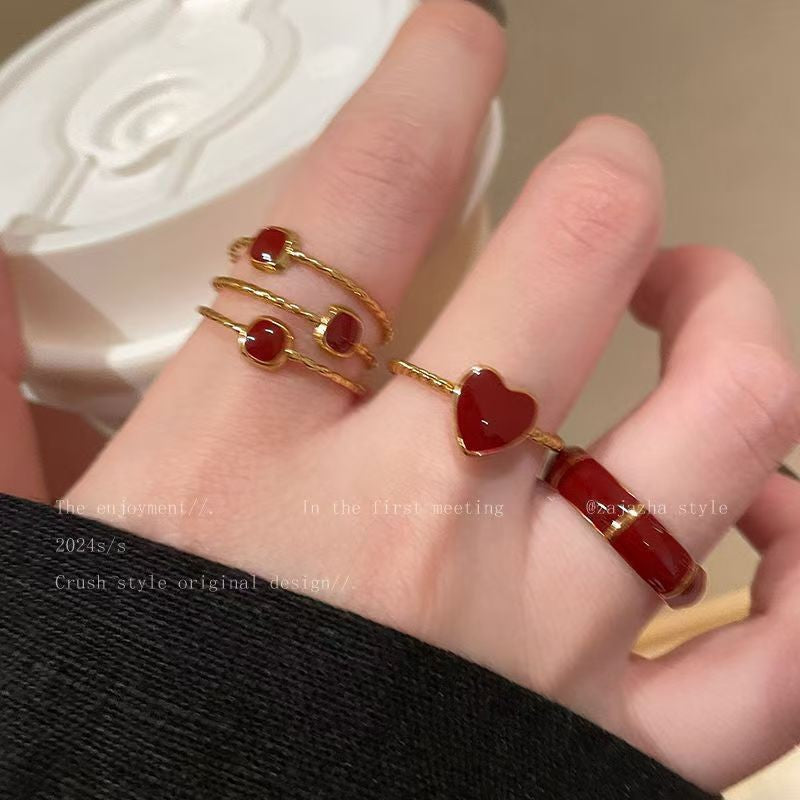 Female Niche Design Combination Sweet Cool Simple Ring