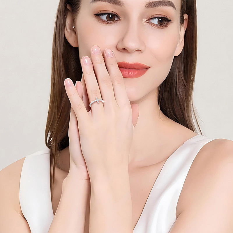 Geometric Cross Female Entire Sterling Sier Affordable Rings
