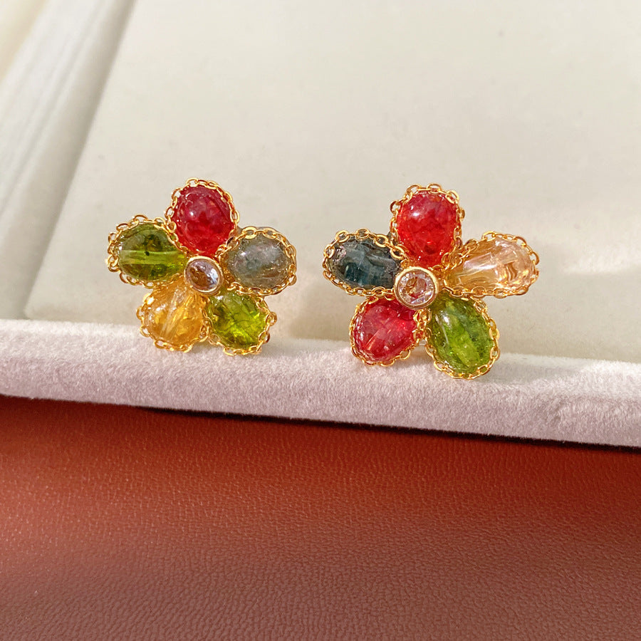 Dopamine Sweet Niche Flower Pearl Fashion Exquisite Stud Earrings