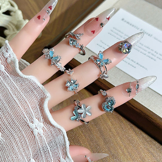 Glacier Blue Dream Cold Sea Enamel Butterfly Ring