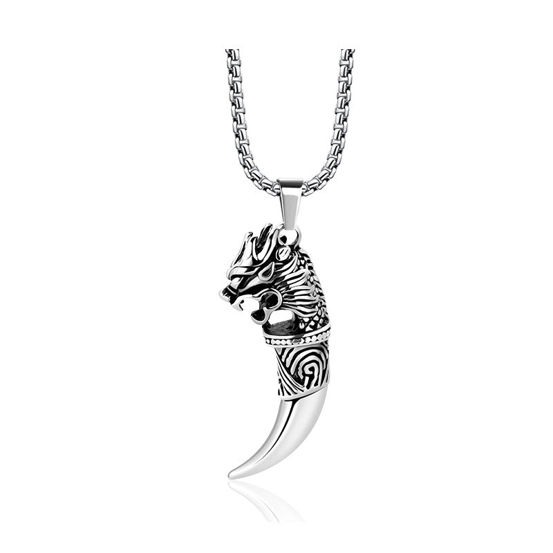 Men's Wolf Tooth Titanium Steel Stainless Hip Hop Niche Necklace