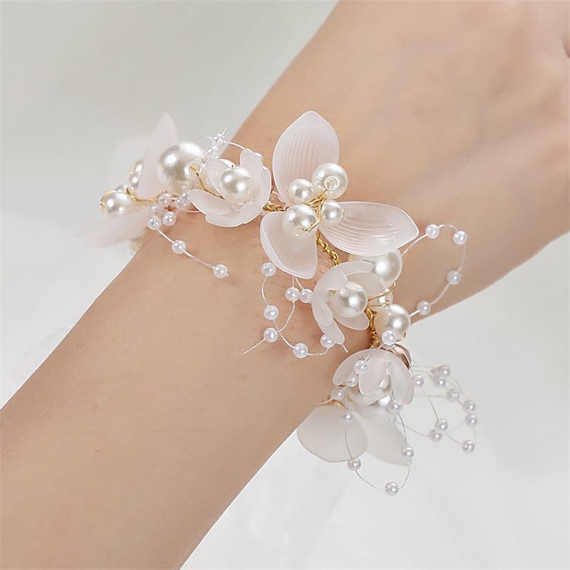 Wedding Wrist Flower Bride Fairy Pearl Mori Style Bridesmaid Sisters Bracelets