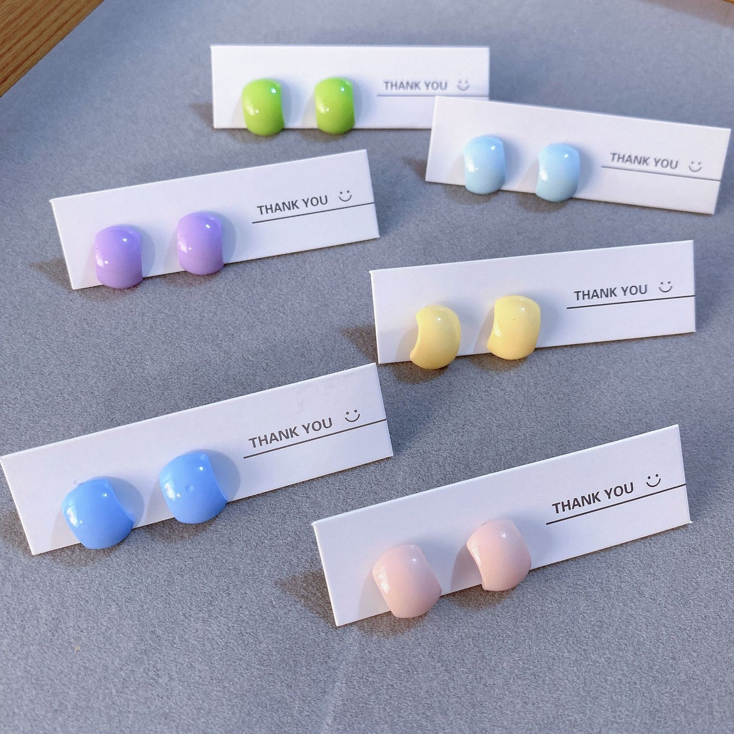 Color Series Small Shaped Sier Ear Bone Versatile Fashion Geometry Stud Earrings