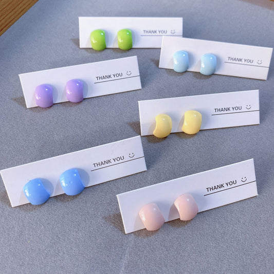 Color Series Small Shaped Sier Ear Bone Versatile Fashion Geometry Stud Earrings