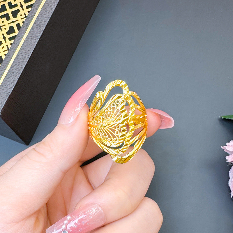 Women's Advanced Design Exaggerated Opening Real Bronze Rings