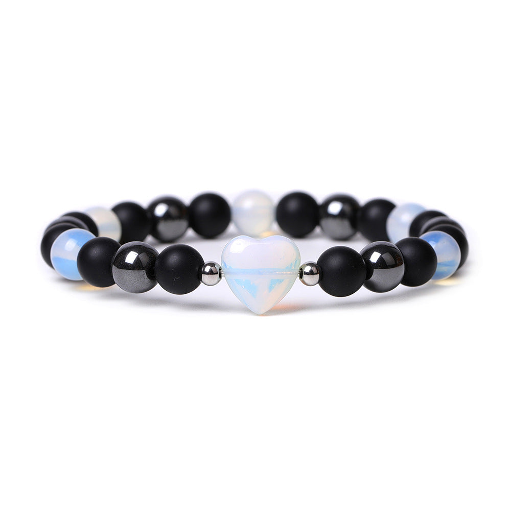 Tigereye Hand-cut Peach Heart Couple Agate Old Topaz Bracelet