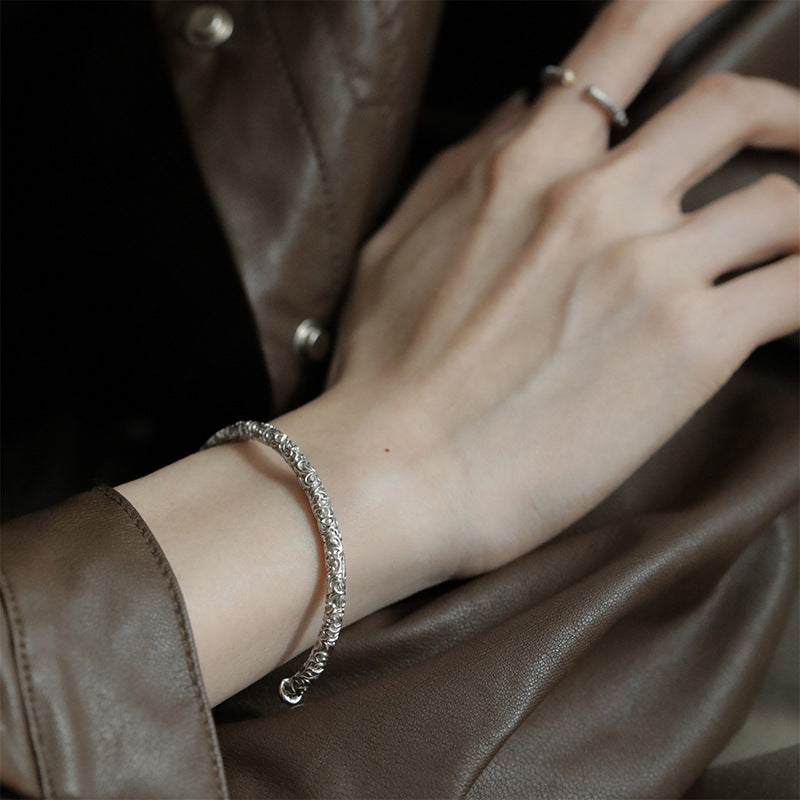 Embossed Totem Tang Grass Flower Female Fashion Bracelets