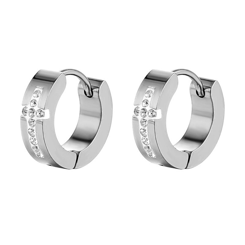 Women's & Men's Creative Carved Cross Light Luxury Clip Trendy Unique High-grade Earrings