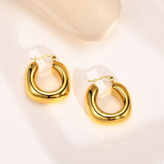 Women's Ornament Titanium Steel Hollow Chubby Exaggerated Earrings