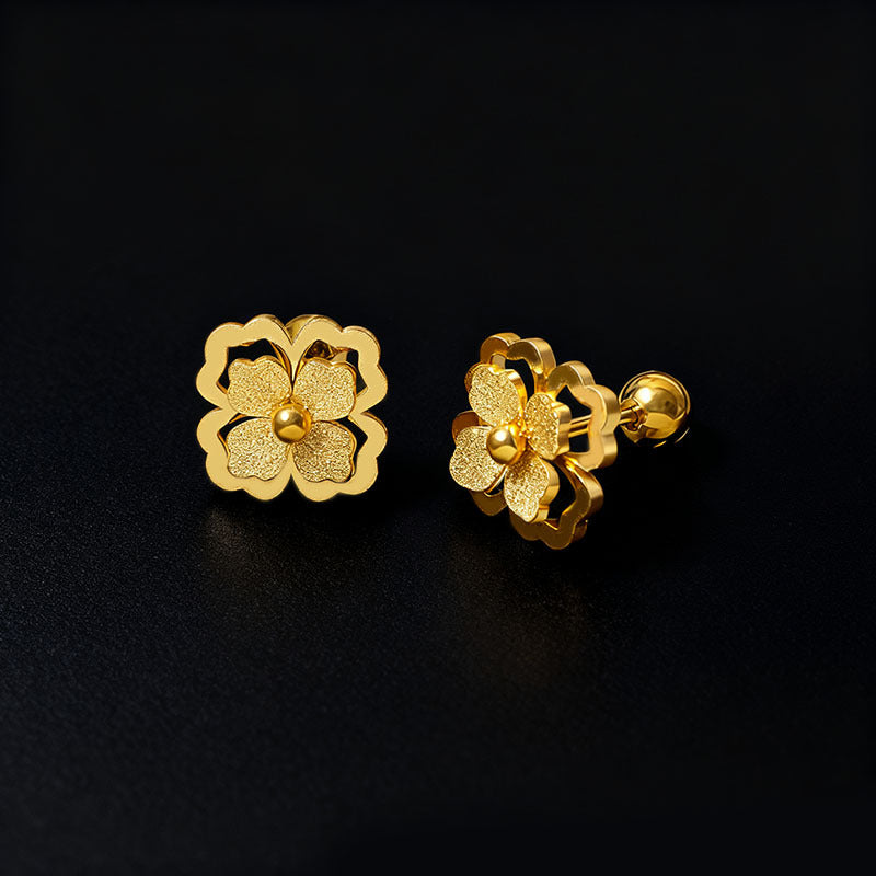 Frosted Clover Refreshing Stylish Fine Threaded Rods Stud Earrings