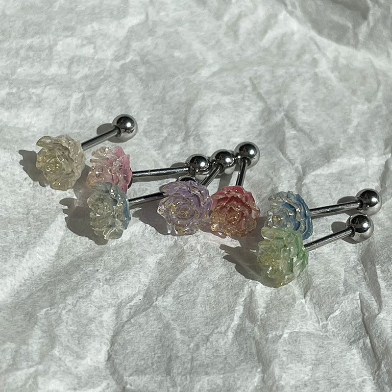 Color Titanium Steel Screw Buckle Piercing Lady Stud Earrings