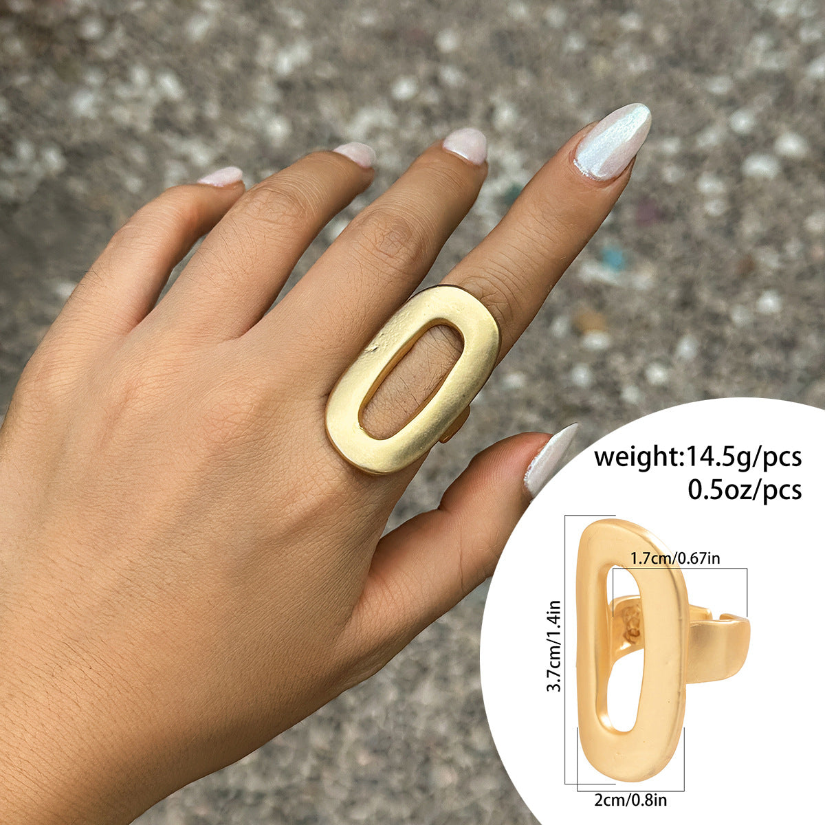 French Wafer Pleated Metal Simple Irregular Rings