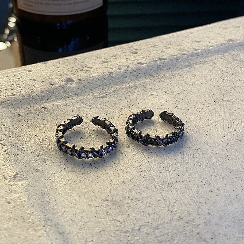 Female Twin Design Personality Simple Zircon Rings