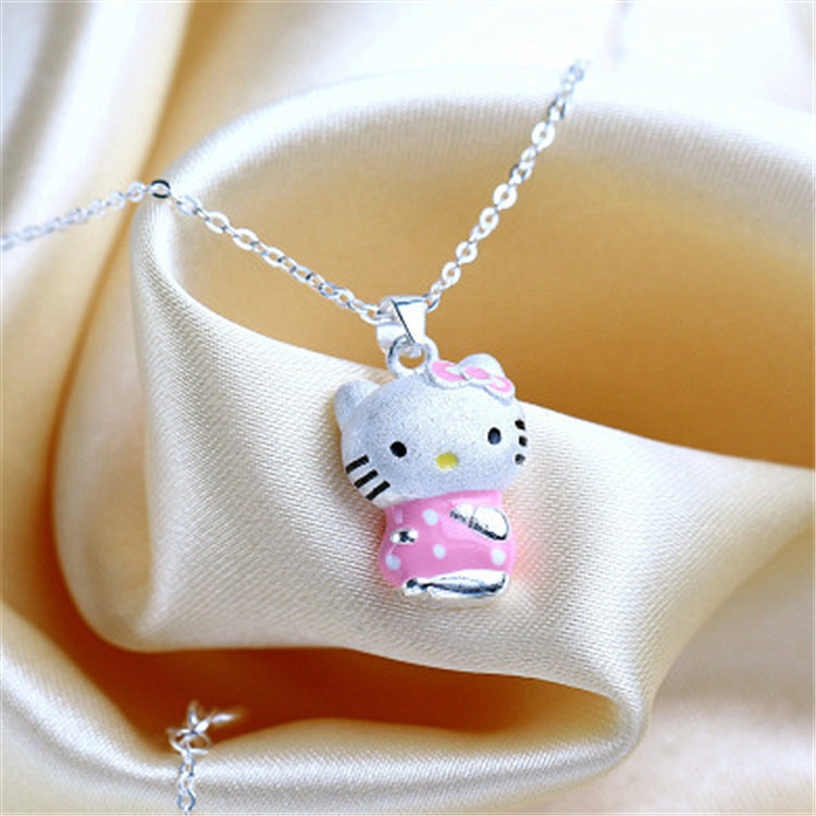 Women's Elegant Cute Cat Pink Epoxy Necklaces