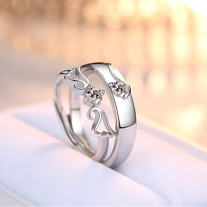 Couple Female One Male Light Luxury Minority Advanced Rings