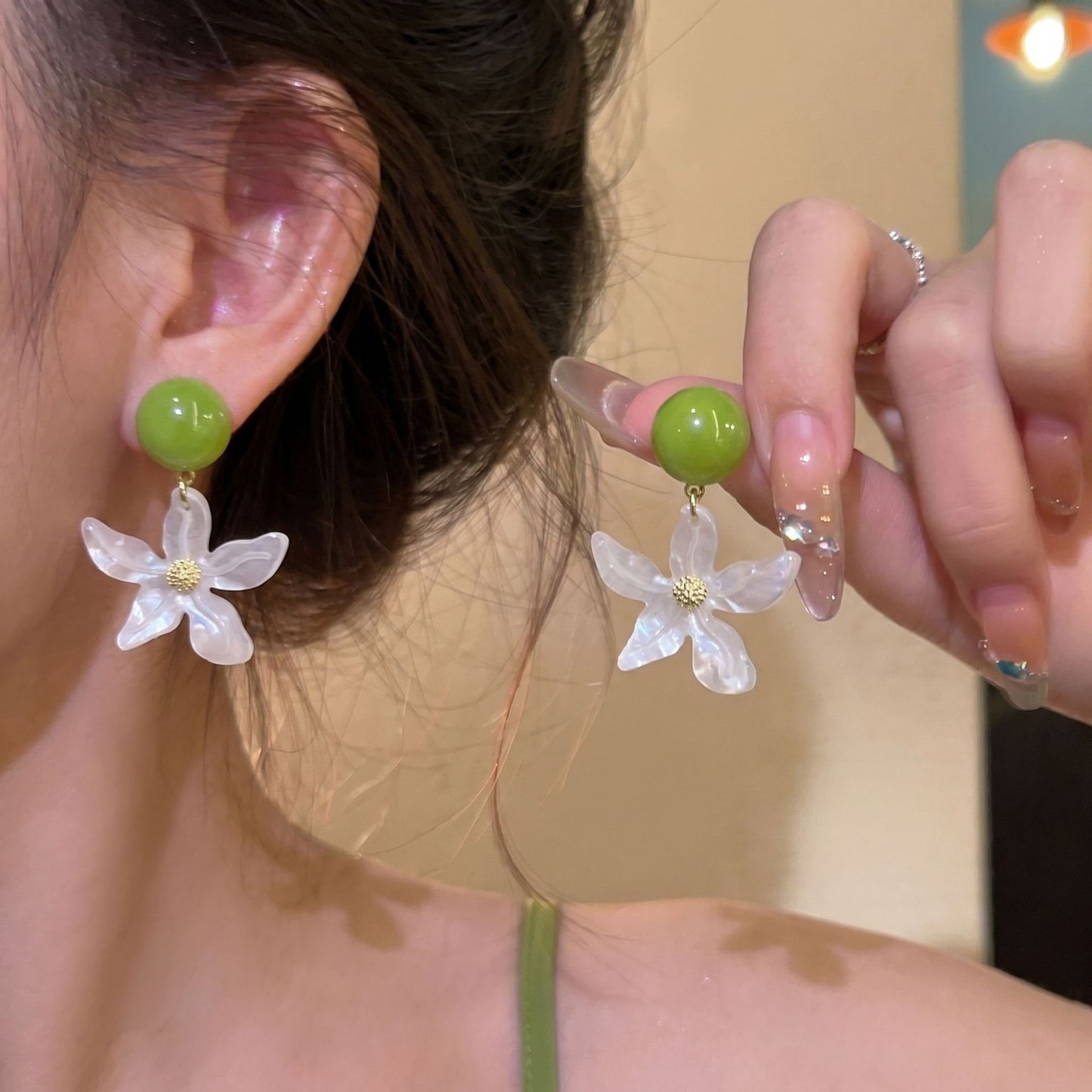 Women's Summer Cold Blue Flower For Seaside Vacation Style Niche Stud Earrings
