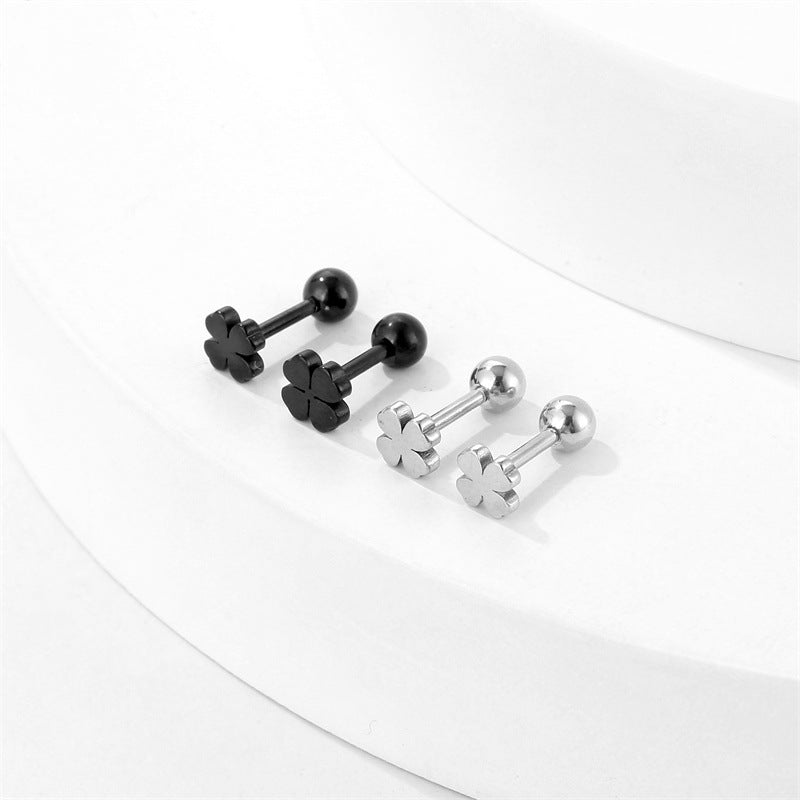 Style Minimalist Four-leaf Clover Temperament Female Simple Trendy Titanium Steel Ear Buckle
