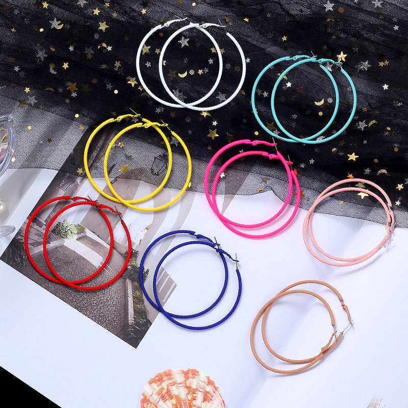 Paint Color Big Circle Eardrop Beautiful Earrings