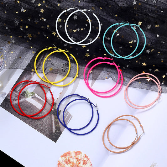 Paint Color Big Circle Eardrop Beautiful Earrings